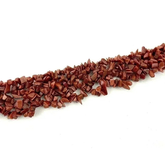 VTG Set Brown Goldstone Speckle Chips Cluster Necklace with Bracelet 925 WJ 18" - Picture 12 of 12